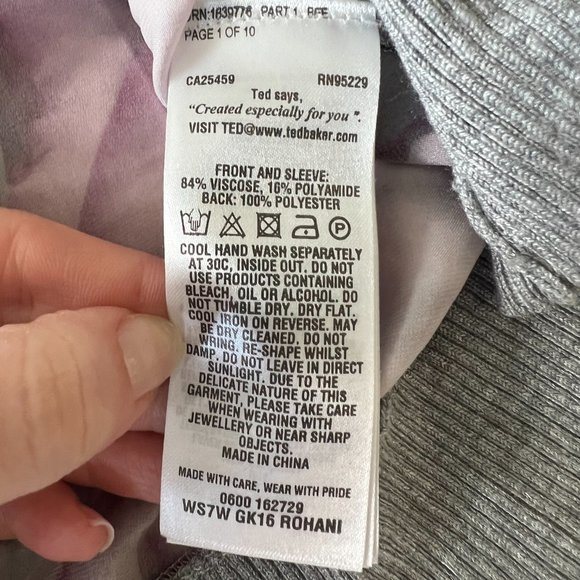 Ted Baker Rohani illuminated bloom grey purple floral cardigan sweater size 1 - Picture 11 of 11